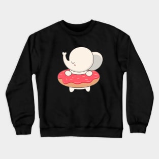 Kawaii Cute Elephant With Donut Crewneck Sweatshirt